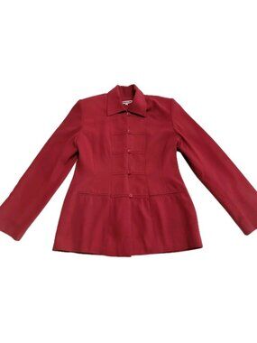 Vintage Expressions Red Textured Long Sleeve Blazer Jacket Size 12 Retro Smart